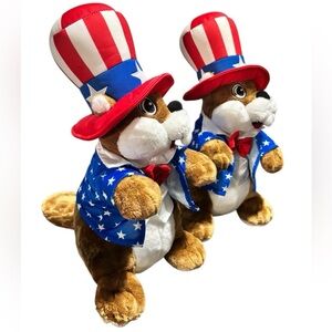 Patriotic Plush Chipmunks with Hats